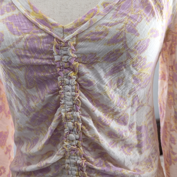 NWT Free People Say The Word Floral Runched Top Boho Western Balloon Sleeve Sm - Picture 10 of 15
